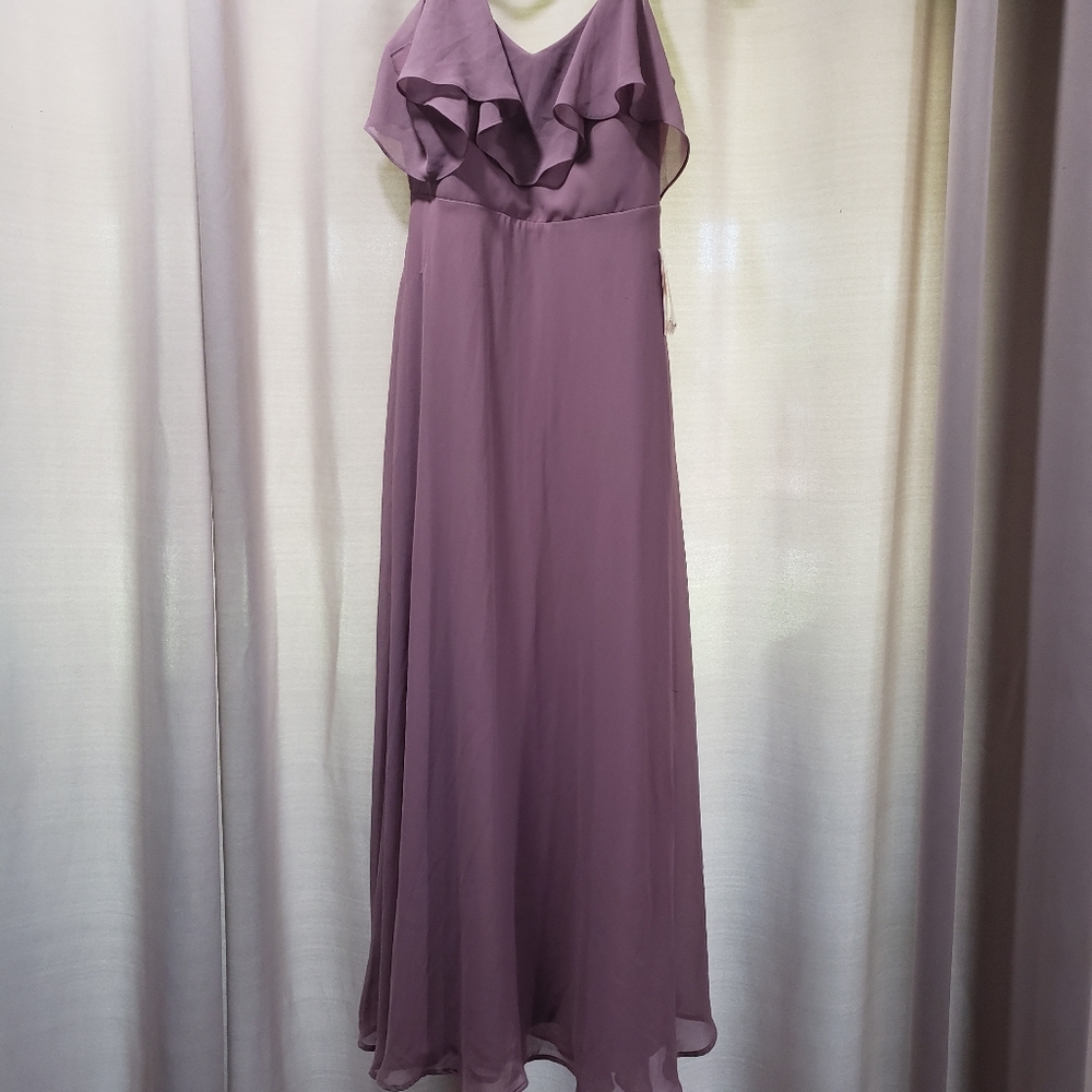 Women's NWT Long Spaghetti Strap Gray/Purple Birdy Grey Dress With Pockets Sz M